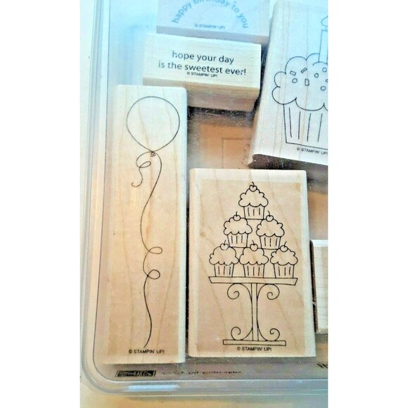 Crazy For Cupcakes Retired Stampin' Up! Stamp Set Balloon Party Birthday - Picture 4 of 8